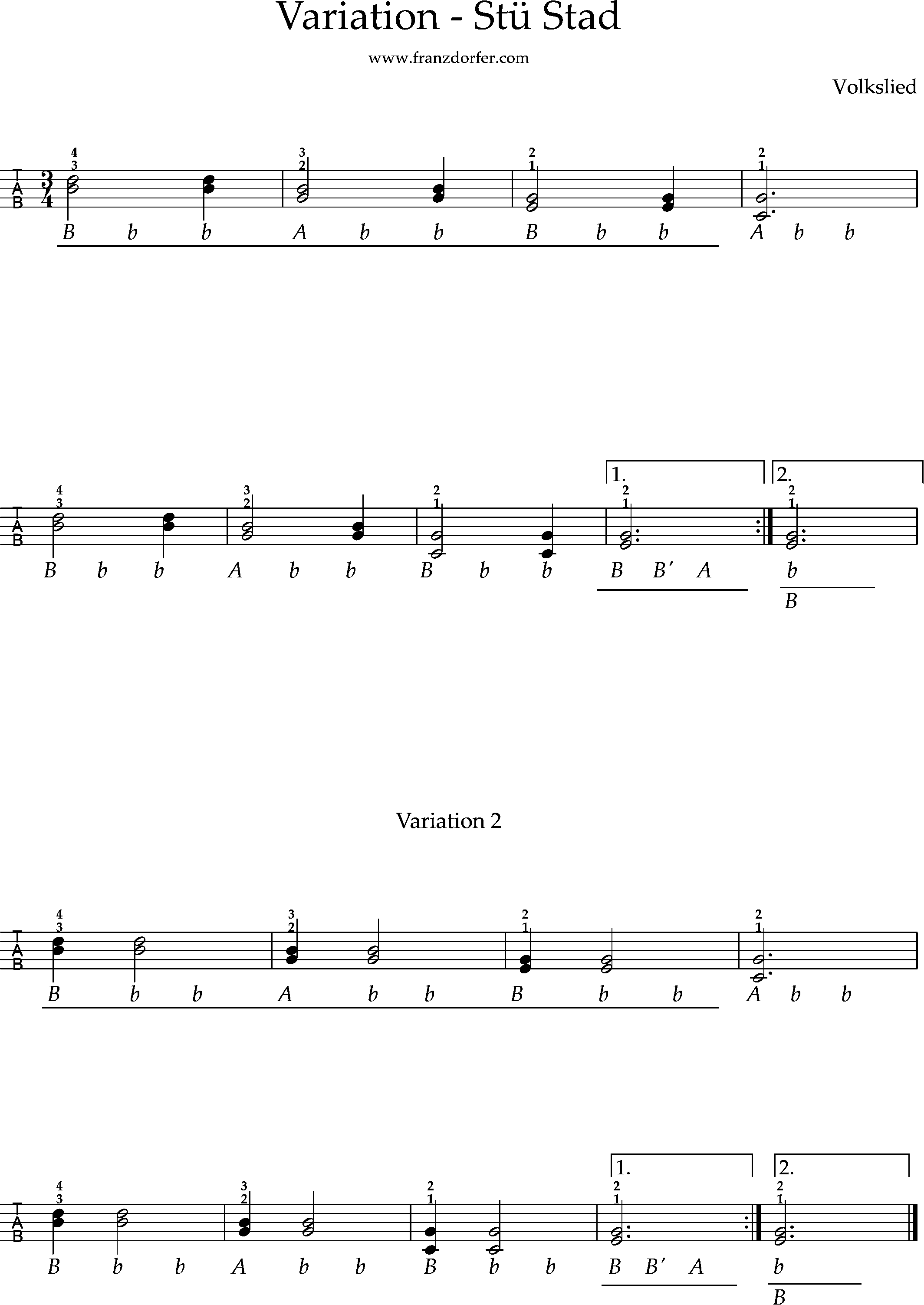 Ziachnote, Griffschrift, stü stad- variation steirische lernen, stü stad - variation